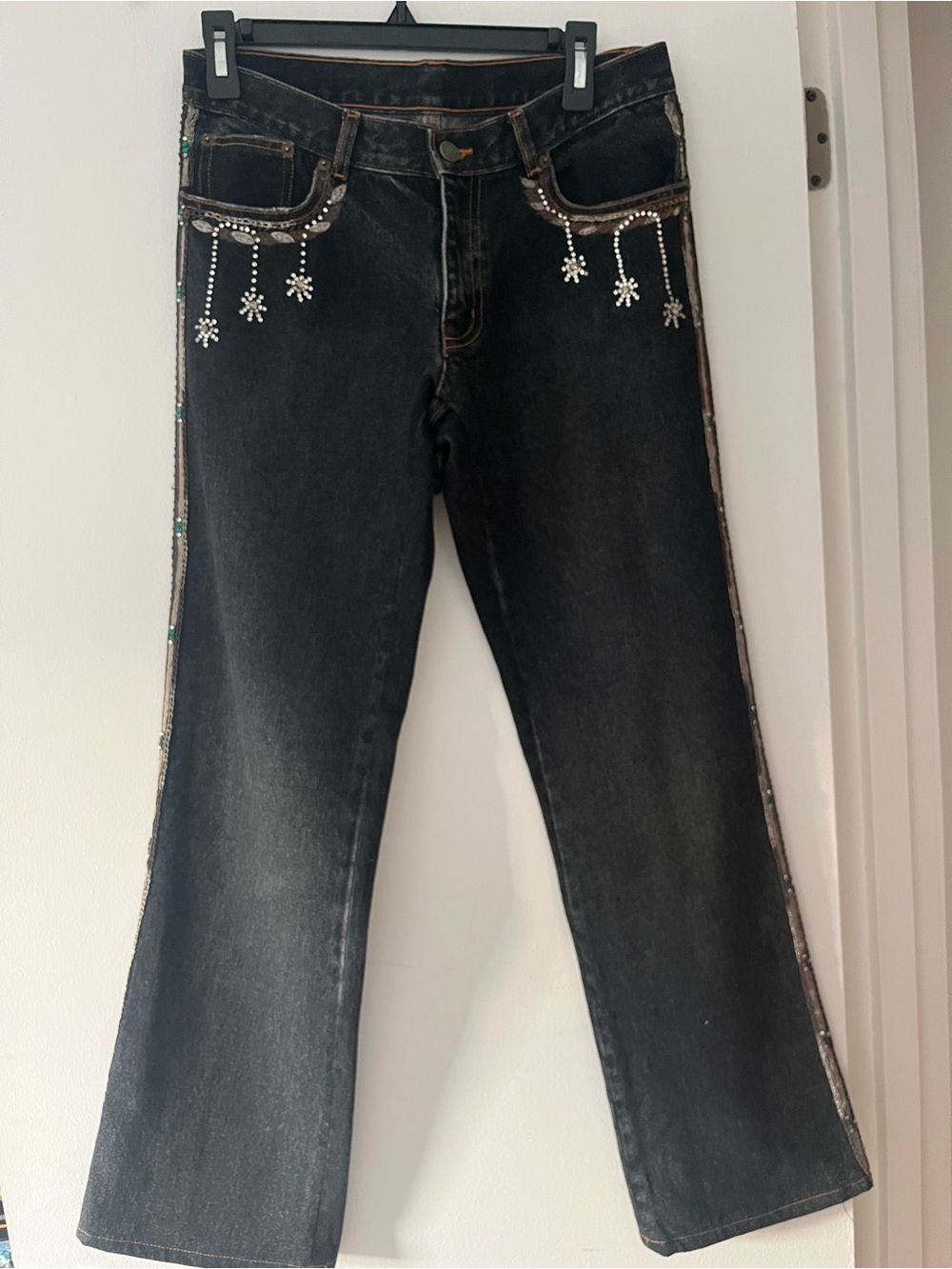 ETRO Black Flare Jeans with Embroidery